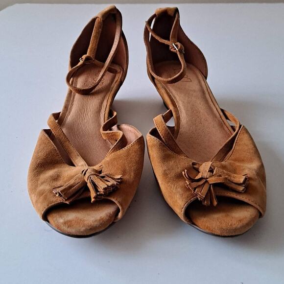 Madewell 1937 Footwear Womens Vintage Camel Suede Flat Open Toe Shoes - Size 9.5 - Picture 8 of 12